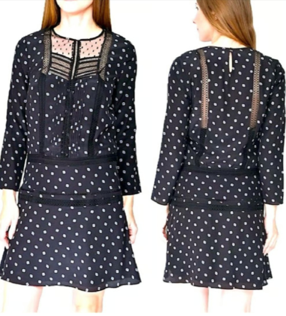 VERONICA BEARD Jasmine Lace Inset Dress Black Women's Sz 6 MSRP $650